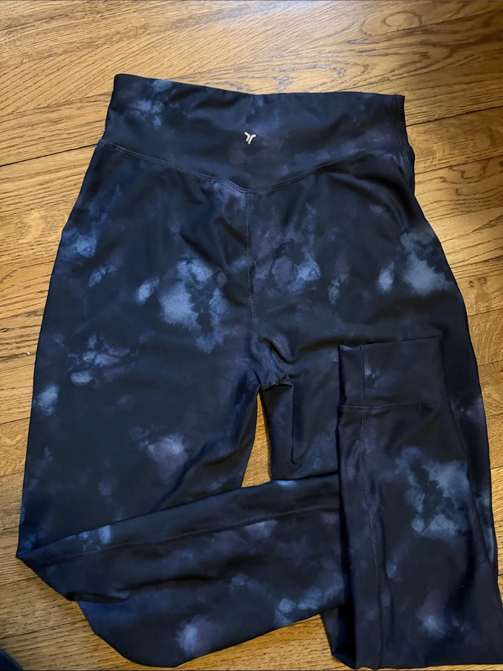 Old Navy Kids Black Tie-Dye Leggings - Comfortable High-Waist Bottoms Size 18